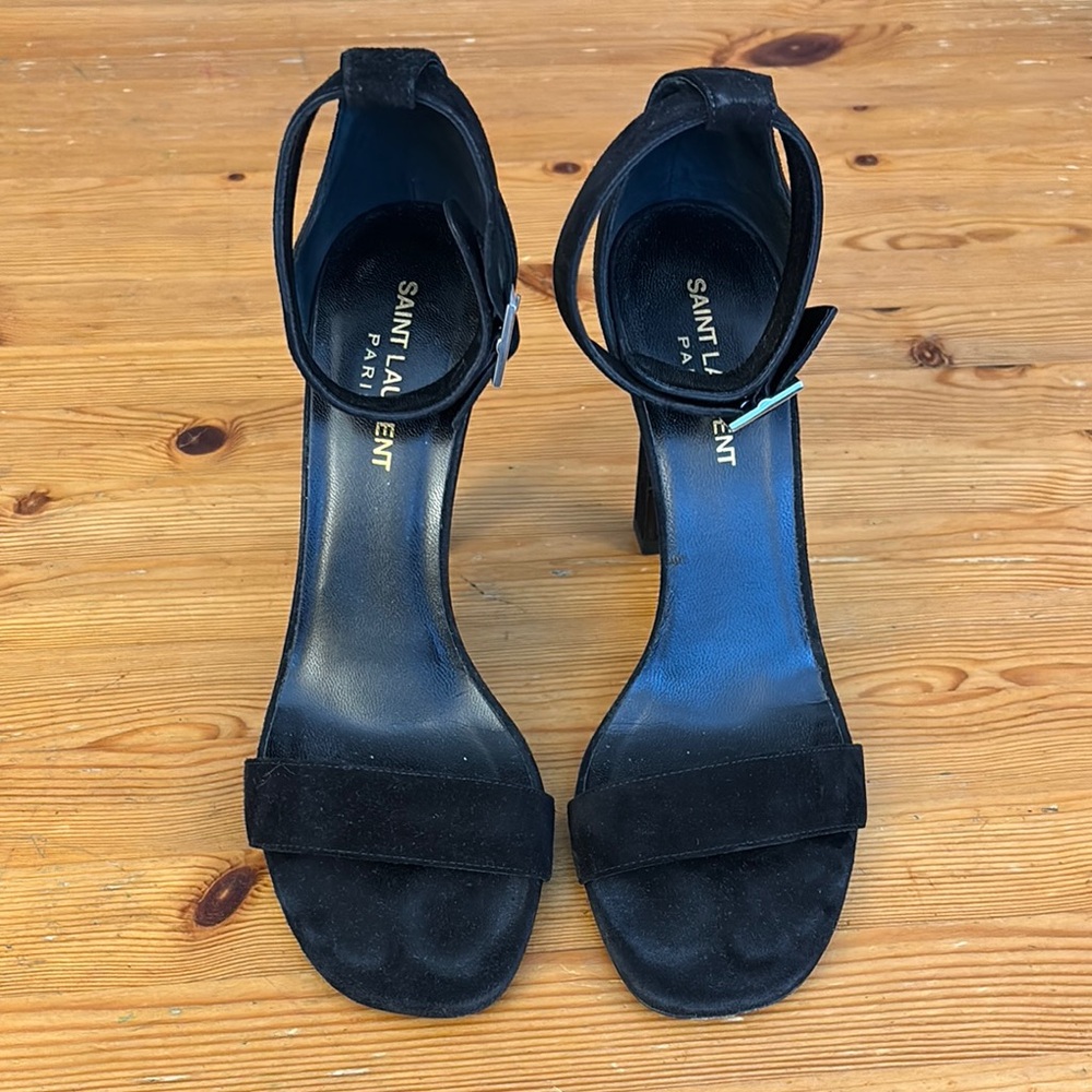 Saint Laurent Black Suede Amber Sandal Size 38